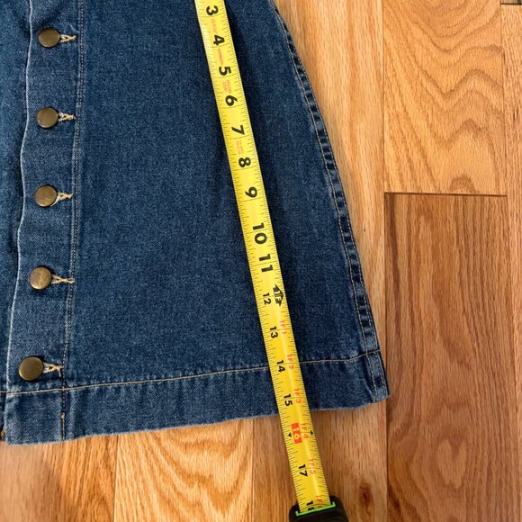 American Apparel | Button Down A-Line Denim Mini Skirt | Dark Wash - Picture 5 of 10